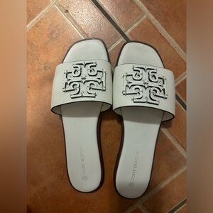 Tory Burch Cream Slide Sandals